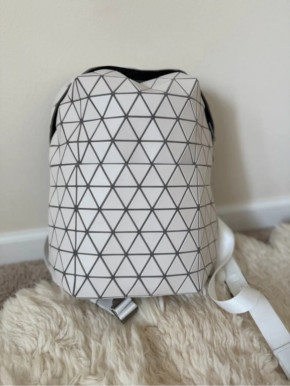 Baobao Issey miyake White Geometric Pattern Backpack